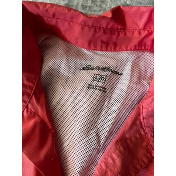 Eddie Bauer Men's Short sleve summer light woven tech shirt UPF 40 Pink Coral L - Picture 3 of 8